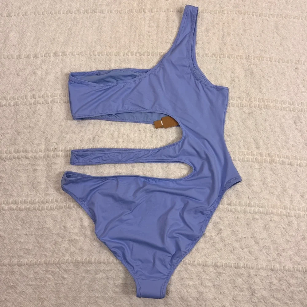 SKIMS Monokini PeriWinkle One Shoulder Cut Out One Piece Swimsuit Size 2X‎